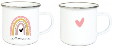 ♥ Tasse Emailletasse Regenbogen, Mädchen, Einschulung KITA Wunschname, Dankeschön, Geburtstag, Abschied, Jubiläum, Geschenk, Kommunion, Firmung Konfirmation, Becher von Lüttentüddel